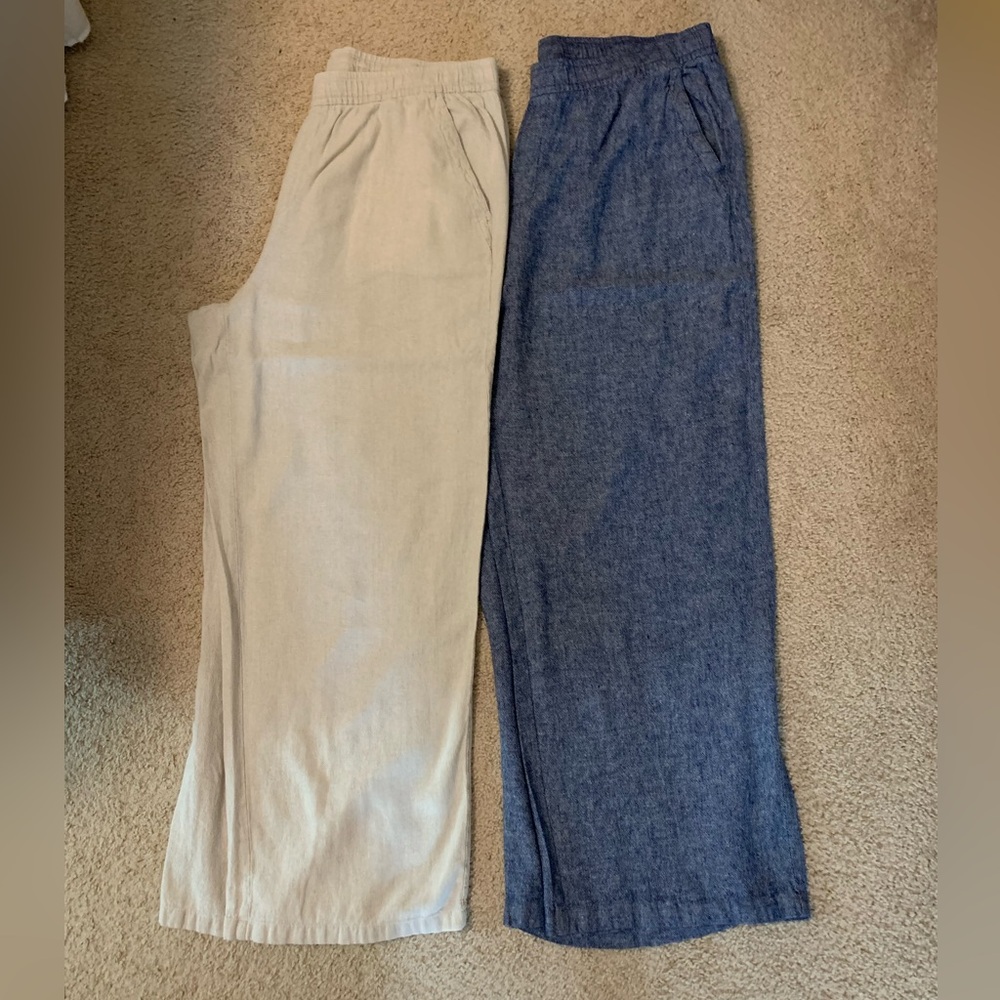 Old Navy high rise wide leg linen blend pants 2 pair XL Tall